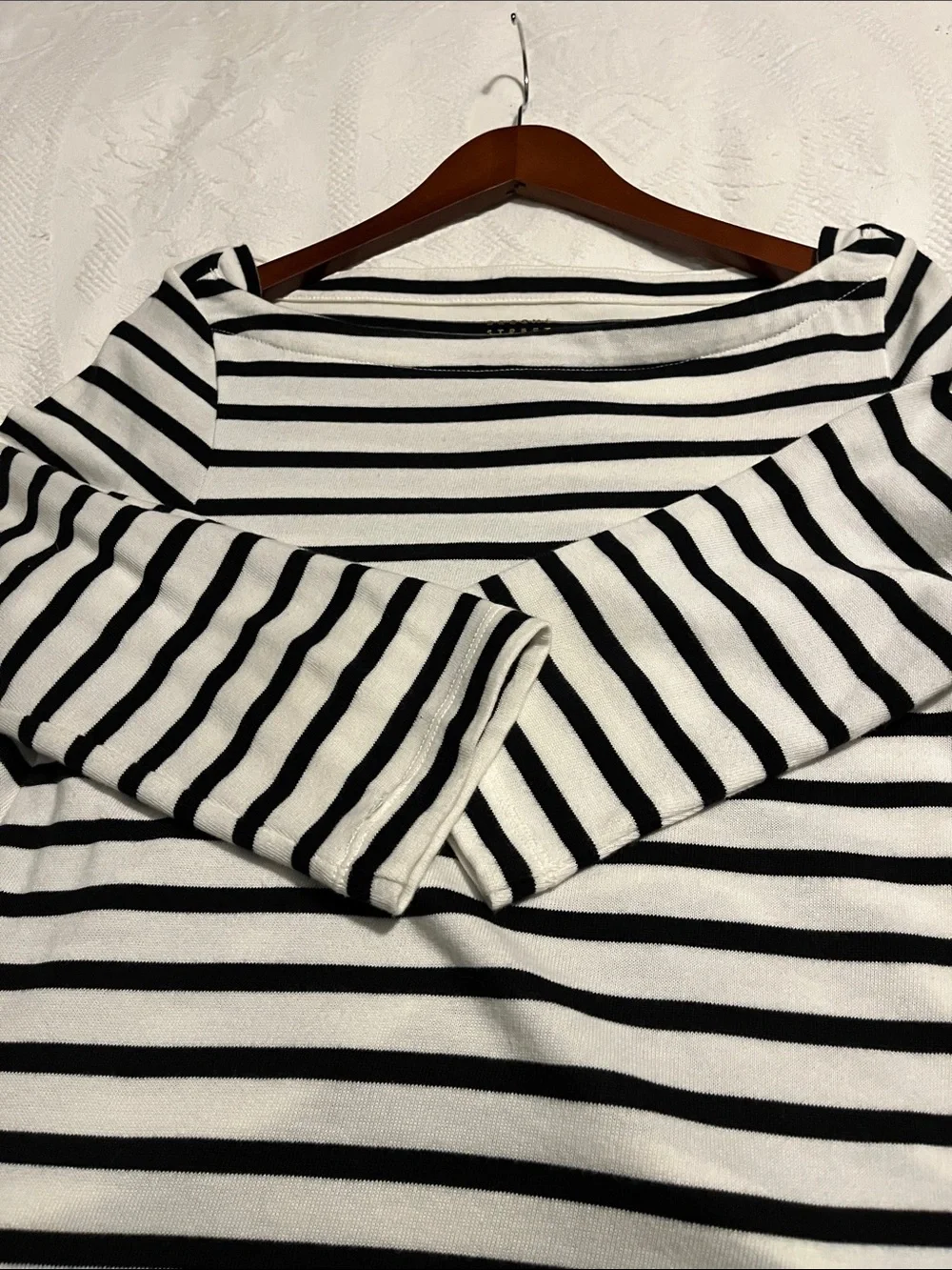 Kate Spade black and cream stripe cotton top size large